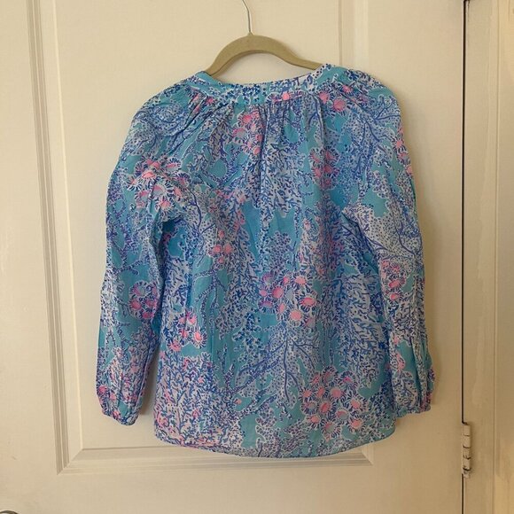 Lilly Pulitzer Coleman Top Now You Sea Me Blue Ibiza Button Up Size Small - Picture 4 of 5